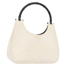 GUCCI Bamboo Shoulder Bag Leather White Silver 001 3739 Auth 148696-1