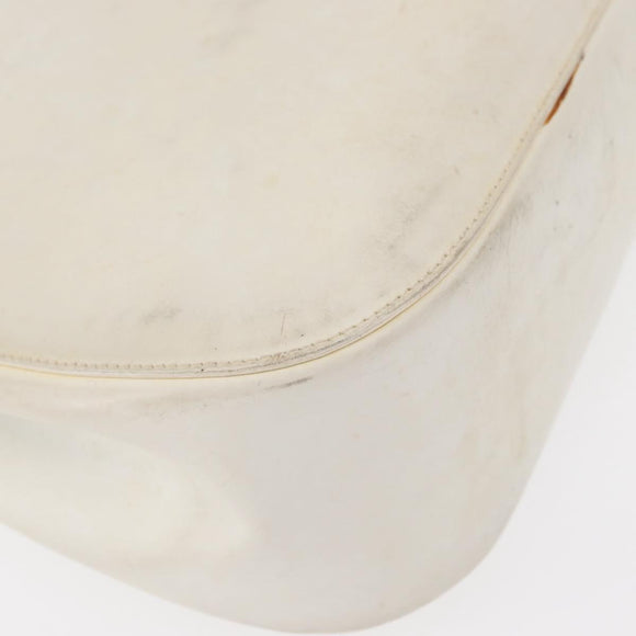 GUCCI Bamboo Shoulder Bag Leather White Silver 001 3739 Auth 148696