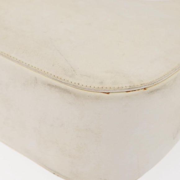 GUCCI Bamboo Shoulder Bag Leather White Silver 001 3739 Auth 148696