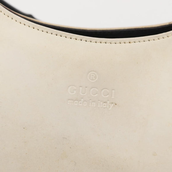 GUCCI Bamboo Shoulder Bag Leather White Silver 001 3739 Auth 148696