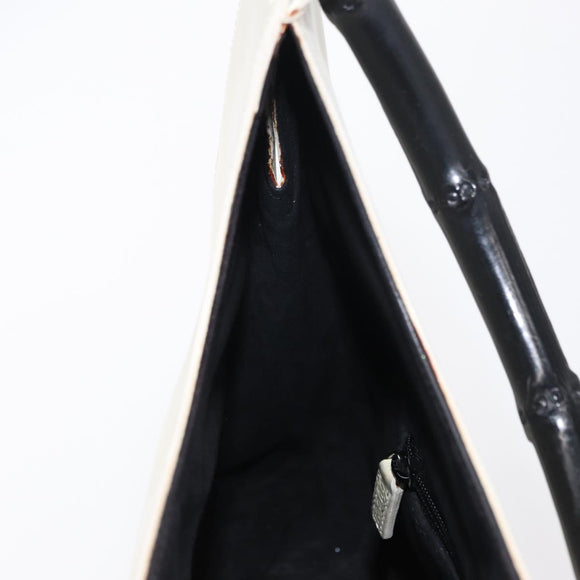 GUCCI Bamboo Shoulder Bag Leather White Silver 001 3739 Auth 148696