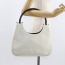 GUCCI Bamboo Shoulder Bag Leather White Silver 001 3739 Auth 148696-23