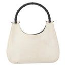 GUCCI Bamboo Shoulder Bag Leather White Silver 001 3739 Auth 148696-2