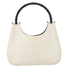 GUCCI Bamboo Shoulder Bag Leather White Silver 001 3739 Auth 148696 - 0