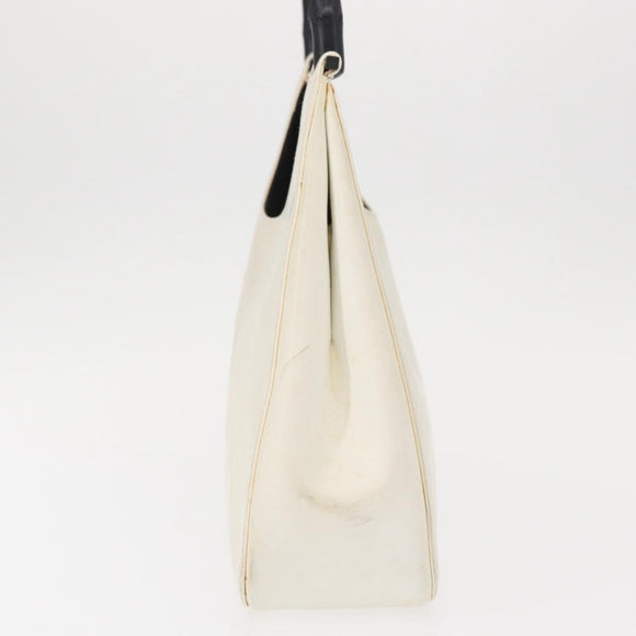 GUCCI Bamboo Shoulder Bag Leather White Silver 001 3739 Auth 148696