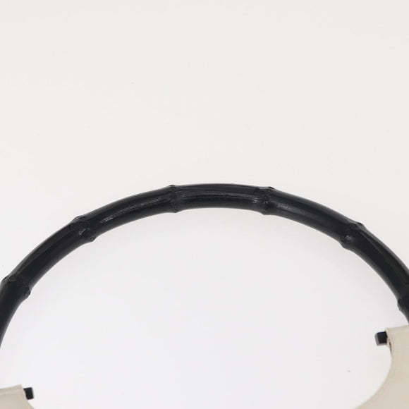 GUCCI Bamboo Shoulder Bag Leather White Silver 001 3739 Auth 148696