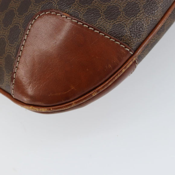 CELINE Macadam Canvas Shoulder Bag PVC Leather Brown Gold Auth 148697