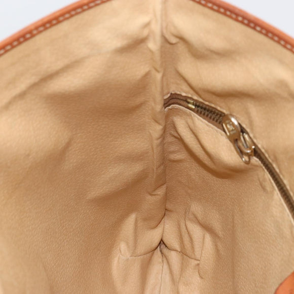 CELINE Macadam Canvas Shoulder Bag PVC Leather Brown Gold Auth 148697