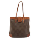 CELINE Macadam Canvas Shoulder Bag PVC Leather Brown Gold Auth 148697-13