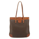 CELINE Macadam Canvas Shoulder Bag PVC Leather Brown Gold Auth 148697-2