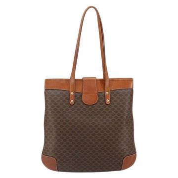 CELINE Macadam Canvas Shoulder Bag PVC Leather Brown Gold Auth 148697 - 0