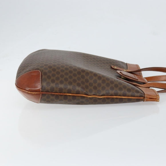 CELINE Macadam Canvas Shoulder Bag PVC Leather Brown Gold Auth 148697