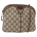 GUCCI GG Supreme Web Sherry Line Bag PVC Beige Gold 904 02 047 Auth 148699-1