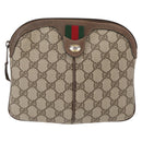 GUCCI GG Supreme Web Sherry Line Bag PVC Beige Gold 904 02 047 Auth 148699-2