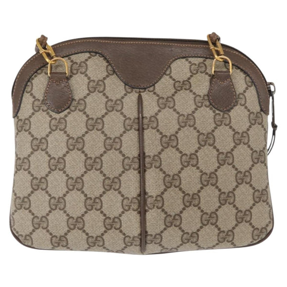 GUCCI GG Supreme Web Sherry Line Bag PVC Beige Gold 904 02 047 Auth 148699