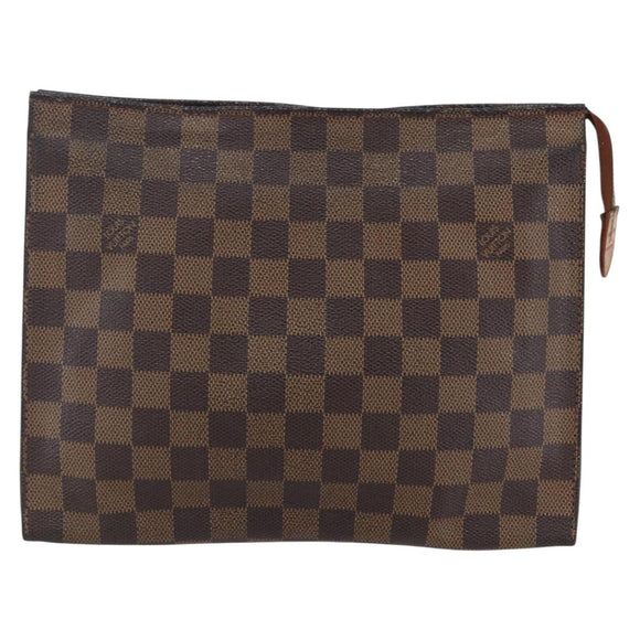 LOUIS VUITTON Damier Ebene Poche Toilette 26 Pouch N47543 LV Auth 148766
