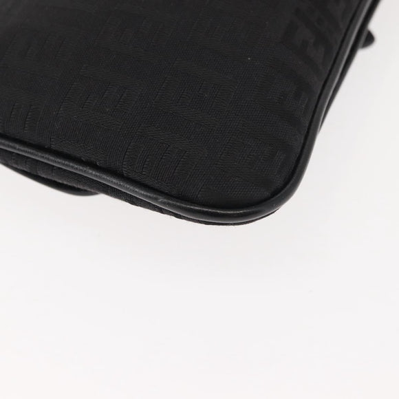 FENDI Zucchino Canvas Pouch Black Silver Auth 148781V