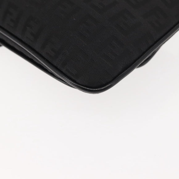 FENDI Zucchino Canvas Pouch Black Silver Auth 148781V