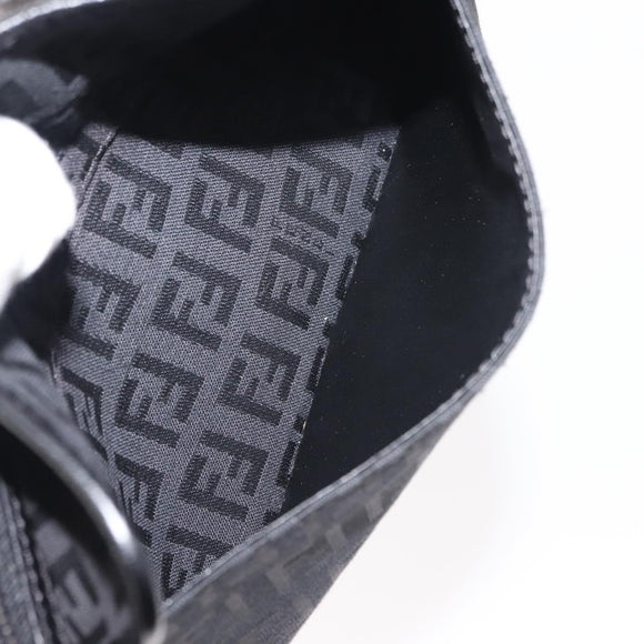 FENDI Zucchino Canvas Pouch Black Silver Auth 148781V