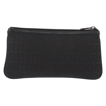 FENDI Zucchino Canvas Pouch Black Silver Auth 148781V - 0