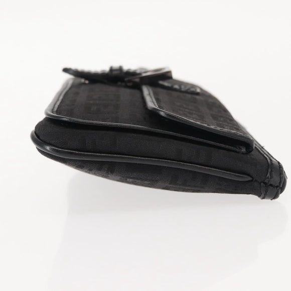 FENDI Zucchino Canvas Pouch Black Silver Auth 148781V