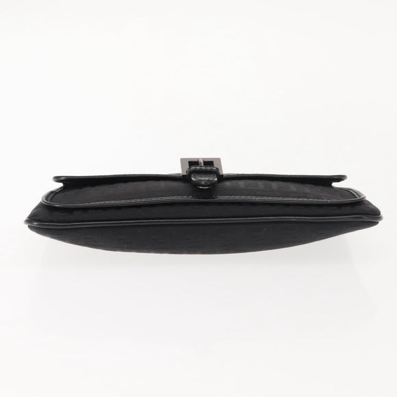 FENDI Zucchino Canvas Pouch Black Silver Auth 148781V