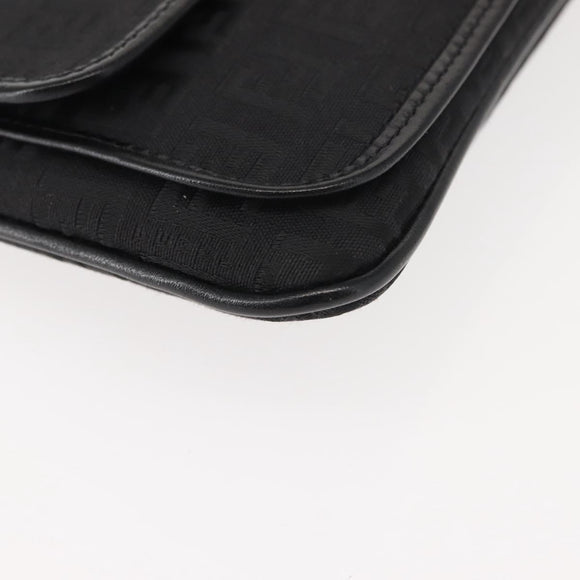 FENDI Zucchino Canvas Pouch Black Silver Auth 148781V