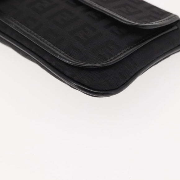 FENDI Zucchino Canvas Pouch Black Silver Auth 148781V