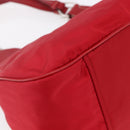 PRADA Shoulder Bag Nylon Leather Red Silver Auth 148785V-16