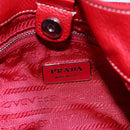PRADA Shoulder Bag Nylon Leather Red Silver Auth 148785V-10