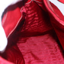 PRADA Shoulder Bag Nylon Leather Red Silver Auth 148785V-19