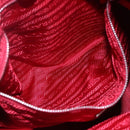 PRADA Shoulder Bag Nylon Leather Red Silver Auth 148785V-21