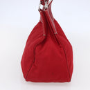 PRADA Shoulder Bag Nylon Leather Red Silver Auth 148785V-3