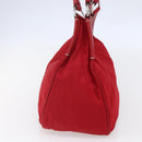 PRADA Shoulder Bag Nylon Leather Red Silver Auth 148785V-4