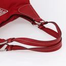 PRADA Shoulder Bag Nylon Leather Red Silver Auth 148785V-7