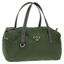 PRADA Shoulder Bag Nylon Khaki Silver Auth 148791-1