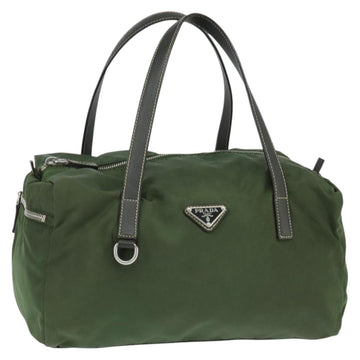 PRADA Shoulder Bag Nylon Khaki Silver Auth 148791
