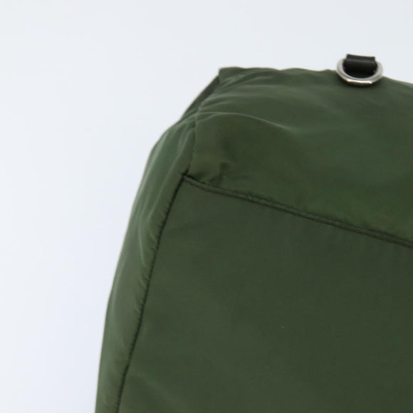 PRADA Shoulder Bag Nylon Khaki Silver Auth 148791