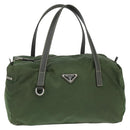 PRADA Shoulder Bag Nylon Khaki Silver Auth 148791-2