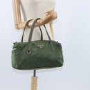 PRADA Shoulder Bag Nylon Khaki Silver Auth 148791-20
