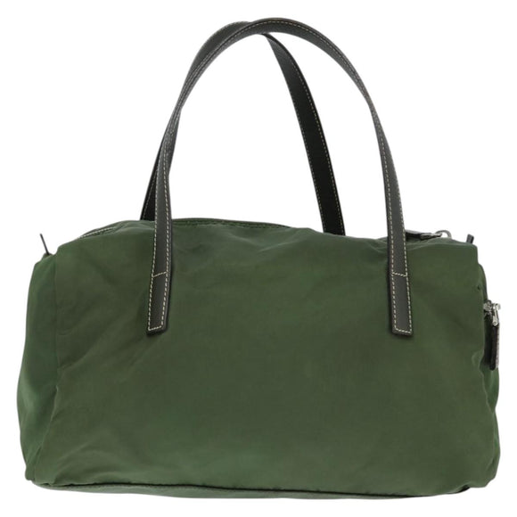PRADA Shoulder Bag Nylon Khaki Silver Auth 148791