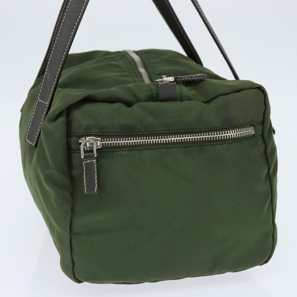 PRADA Shoulder Bag Nylon Khaki Silver Auth 148791