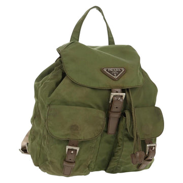 PRADA Backpack Nylon Khaki Silver Auth 148793