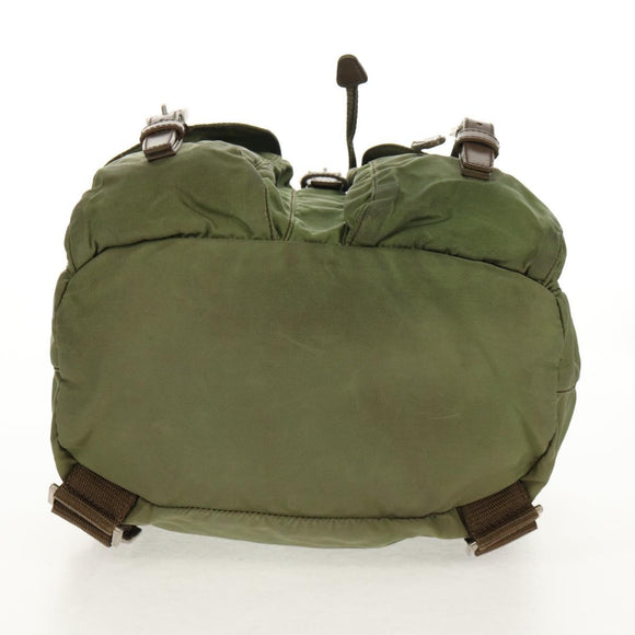 PRADA Backpack Nylon Khaki Silver Auth 148793