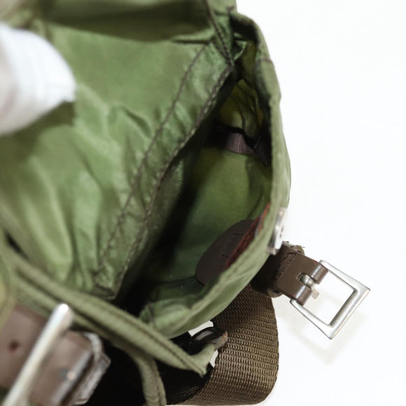 PRADA Backpack Nylon Khaki Silver Auth 148793