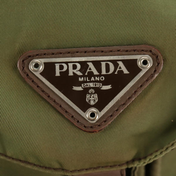 PRADA Backpack Nylon Khaki Silver Auth 148793