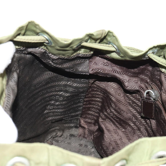 PRADA Backpack Nylon Khaki Silver Auth 148793