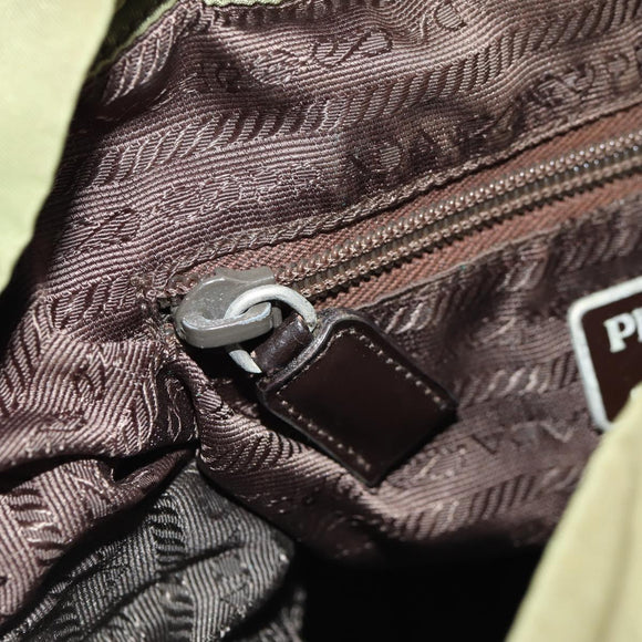 PRADA Backpack Nylon Khaki Silver Auth 148793