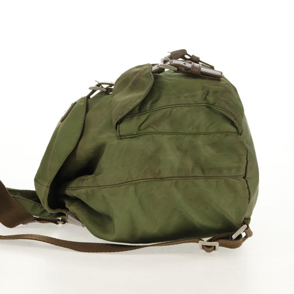 PRADA Backpack Nylon Khaki Silver Auth 148793