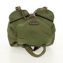 PRADA Backpack Nylon Khaki Silver Auth 148793-7